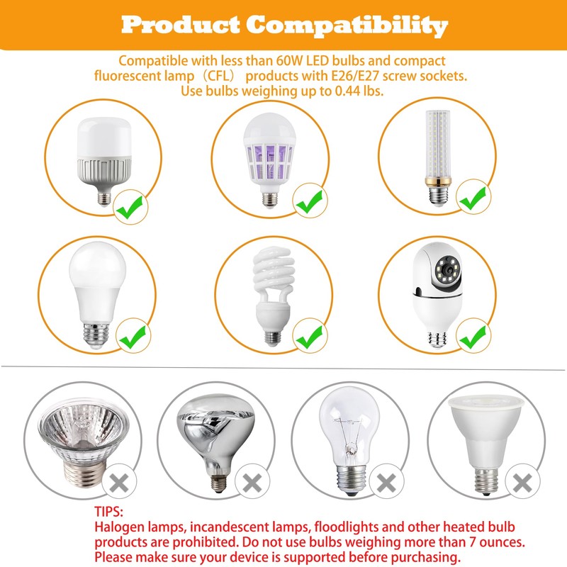 Lybuorze Light Bulb Extender Socket (2-Pack), 19 CM 7.5 Inch