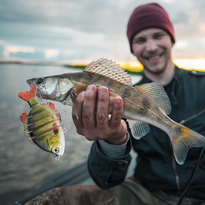 Bionic Multiple Segments Bait Fish Lure Tilapia Shape with Treble