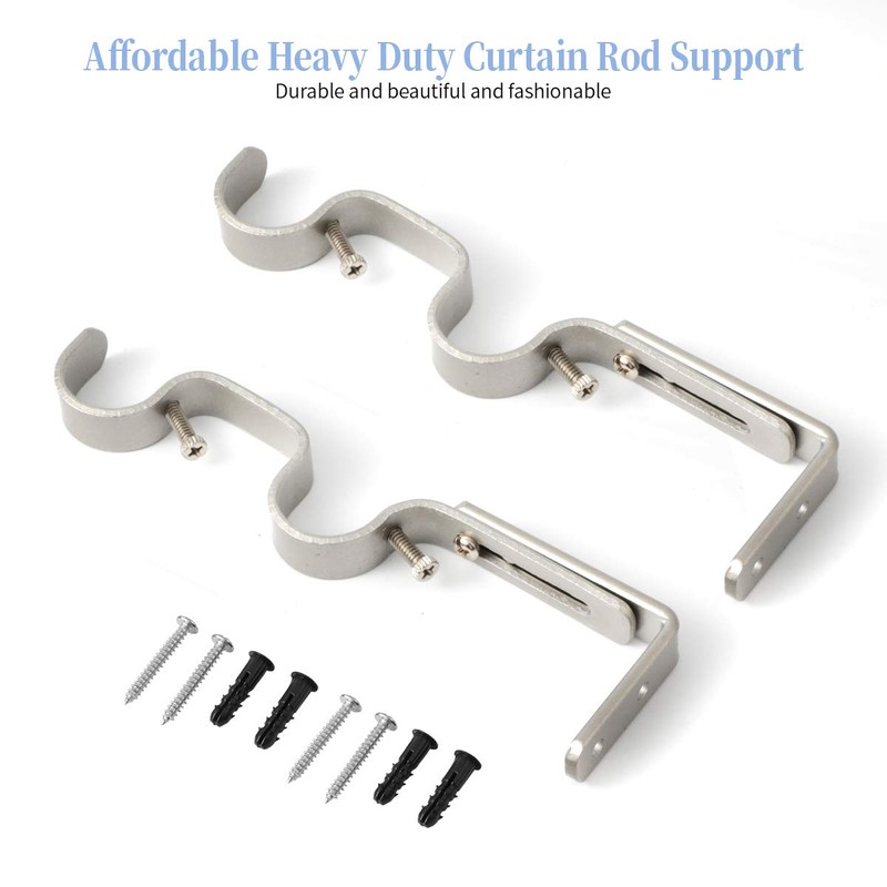 Anndason Heavy Duty Curtain Rod Brackets Adjustable Double Rod Holders