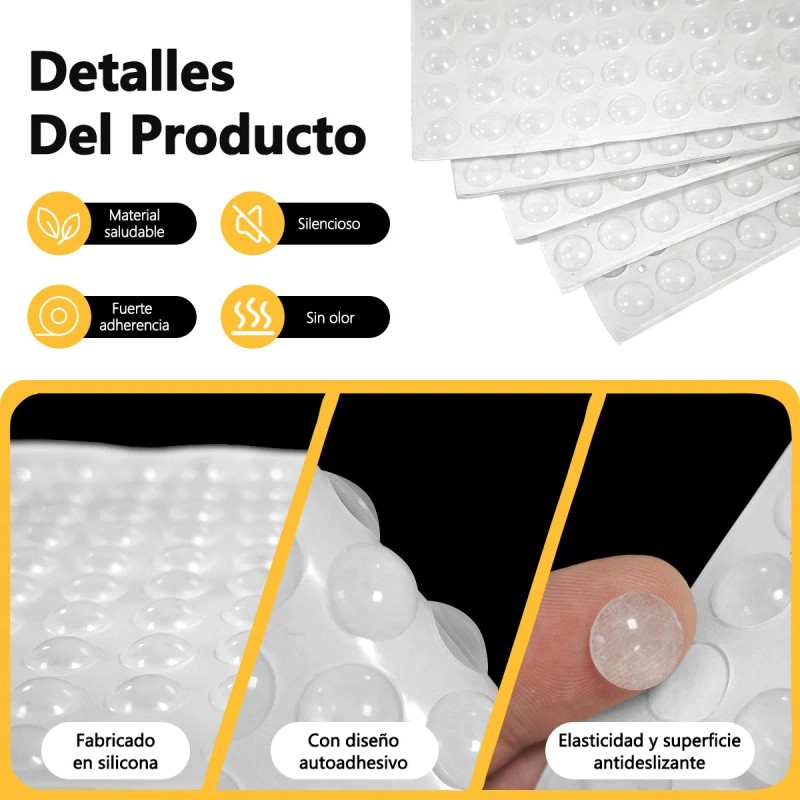 500pzs Tope Protector Adhesiva Silicona Antigolpe Parachoque Transparente
