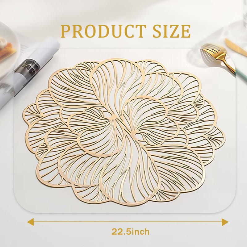 Simulated Flower-Shaped Vinyl Plastic Placemats Set of 6 — Heat