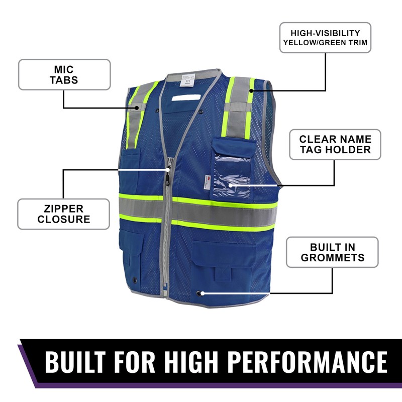 Global Glove FrogWear Enhanced Visibility Surveyors Safety Vest, Lightweight and