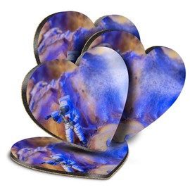 Destination Vinyl ltd Great Coasters (Set of 4) Heart - Mini Astronaut Figure Alien Planet Drink Glossy Coasters/Tabletop Protection for Any Table Type #12375