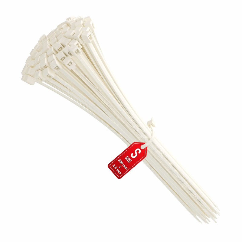 Zip Ties 200mm x 2.5mm White - 8” Premium Neutral