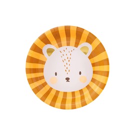 PartyDeco Lion Paper Plates 18 cm Set of 6 Party Plates Disposable Plates Party Tableware Children's Birthday Party Plates Lion, Mix, 18 cm (1 Pack of 6)