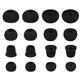 Rayker Replacement Eartips for Powerbeats 3 Powerbeats 2 Headphone, Soft Silicone Earbud Tips, Small/Medium/Large/Double Flange Size Inlcude, 8 Pairs, PB, Black