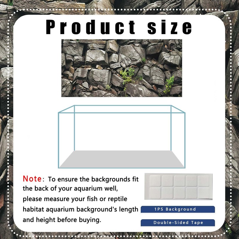 Dtekoj 48X24IN Black Stone Aquarium Background, Rock Fish Reptile Tank