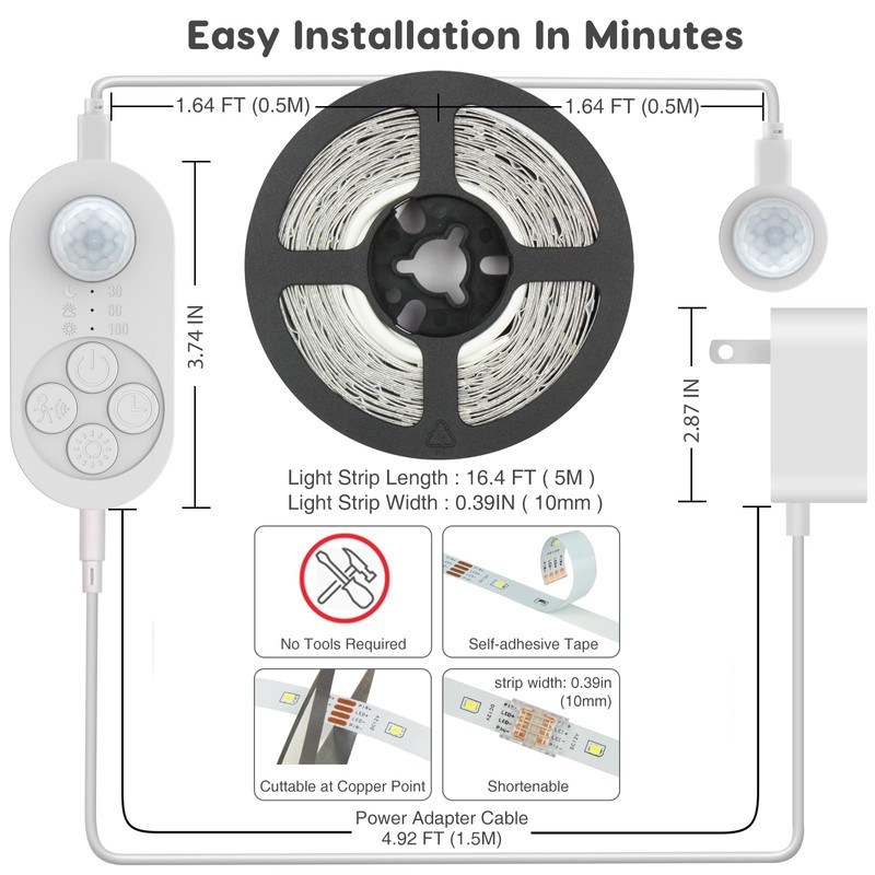 Dual Sensor Stair Lights Indoor, Double Motion Sensor Step Light