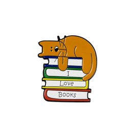 GBJUK I Love Books Cat Enamel Lapel Pin Metal Lapel Pin Badge, Metal