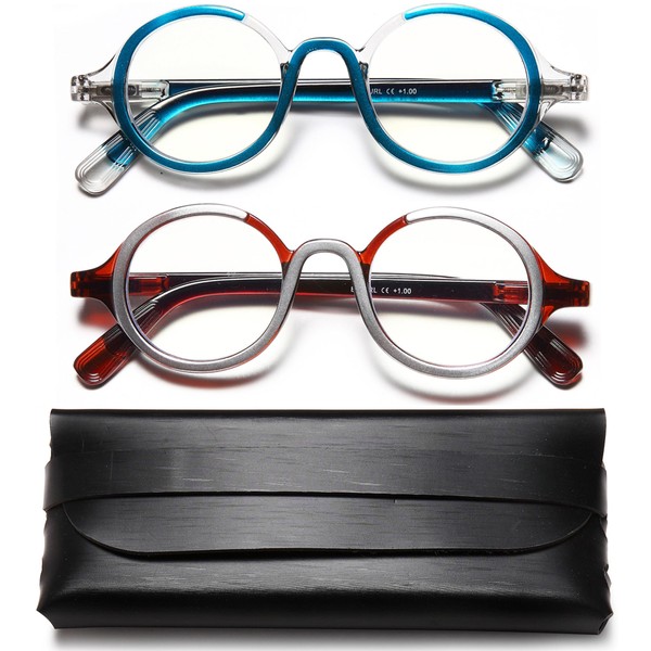 YTDBNS Reading Glasses for Women Retro Round Blue Light Blocking