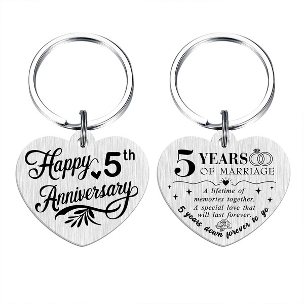 Tangvo 5 Years Anniversary Keychain - Happy 5th Wedding Anniversary