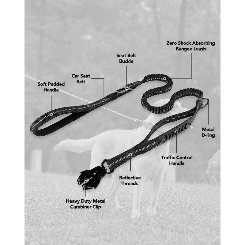 Joytale Tactical Dog Leash Heavy Duty, 4-6FT Shock Absorbing Bungee