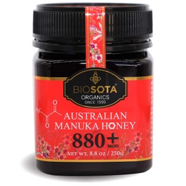BIOSOTA Organic Manuka Honey MGO 880+ - Medical Grade Manuka Honey from Australia | Australian Certified Organic Honey NPA/ULF 20+ | Organic Jelly Bush Honey | 8.8oz