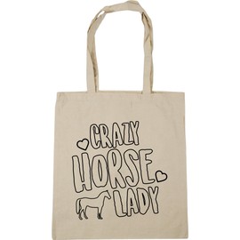 Hippowarehouse Crazy horse lady Tote Shopping Gym Beach Bag 42cm x38cm, 10 litres