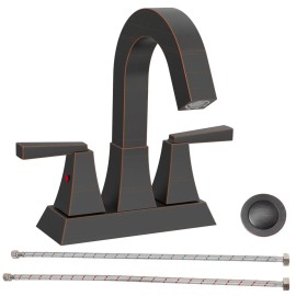 USA Local Stock 4 Inch Hot/Cold Dual Double Deck 3-Hole American Style Bathroom Washbasin Faucet Ceramic Disc Valve Core DurableColor: ORB, Surface Finishing: General