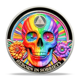 5 Year Sobriety Coin Gifts | Double Flower Black Butterfly AA Coin - HA AA Chip Medallion with Serenity Prayer | Narcotics Alcoholics Anonymous Gifts for Anniversary Year for Men & Women in Recovery