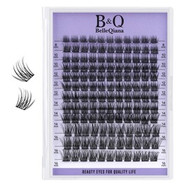 BelleQiana Silk Air Individual Eyelashes​Feather-Light Ultra-Soft Band Lashes, DIY Cluster Lashes 144 Pcs 0.05mm eyelashes individual at Home(Silk Air 03)