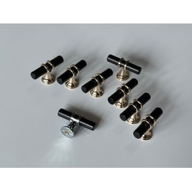 SA Home Products Cabinet and Drawer Handles, Hardware Pulls for Kitchen and Bathroom. 20-Pack JXFS 2251 Furniture Door pulls with Single Hole, Black Color paired with Golden Pole #2251BLGSP20