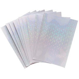 10 Hologram Stickers Transparent A4 Size Glitter Cutting Stickers Glossy Sticker Sheet (Star)