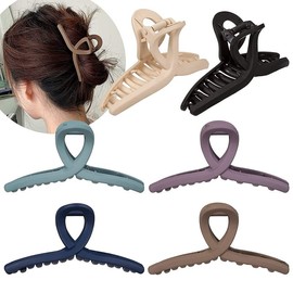 TRENDY CLUB Hair Claw Clip 6 Morandi Color Hair Catch Clip 4.3 Inch Nonslip Jaw Clamp Clips Strong Hold Matte Butterfly Clip Clamp Hair Styling Accessories for Women Girls