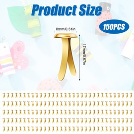 150pcs Metal Paper Fasteners, 0.31x0.67in Gold Paper Clips Round Head Mini Brads DIY Split Pins for Crafts Scrapbooks Cards Photo Walls