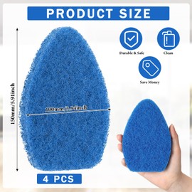 Baderke 4 Pcs Tub Tile Scrubber Cleaning Brush Pads (Without Handle) Compatible with Qaestfy Non-Scratch Scouring Pads Scrub Brush for Shower Bathroom Buildup Toilet Wall Floor (Blue)