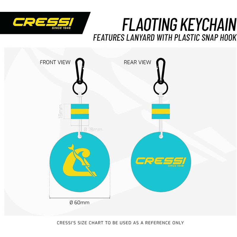 Cressi Unisex Adult Floating Keychain Float Keyring - Turquoise/Yellow, One