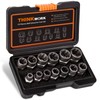 THINKWORK Bolt Extractor Kit, 13+1 Pieces Nut Extractor Socket Set,