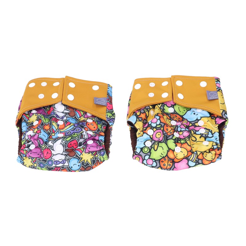 2pcs Cloth Diapers 6 Layer Structure Washable Reusable Elastic Waistband