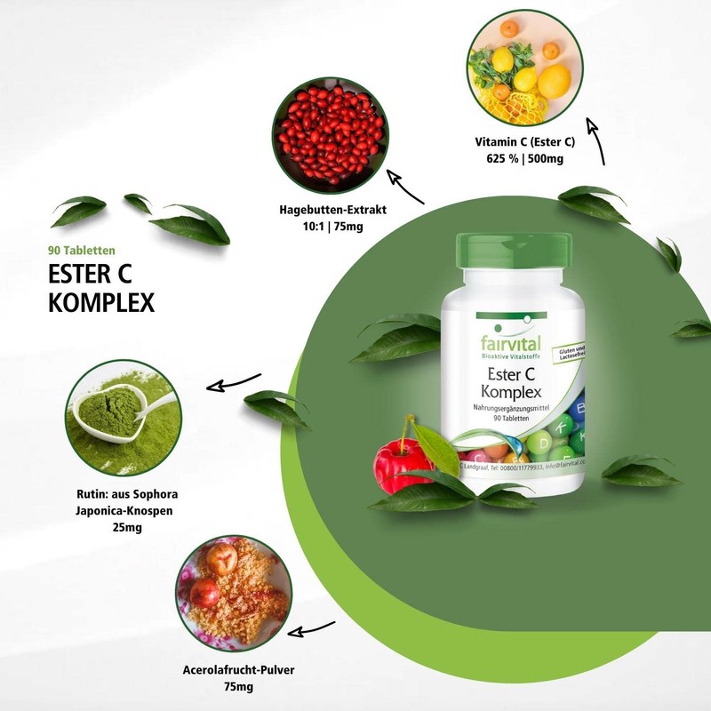 Ester C Complex 500 mg Vitamin C with Bioflavonoids, Bioverfügbar