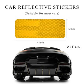 DXNQ 24 PCS Warning Reflective Stickers, Waterproof Night Visibility Safety Reflective Sticker, Stick-on Anti-Scratch Reflective Tape for SUVs Pickup Trucks, Car Exterior Accessories (Yellow)