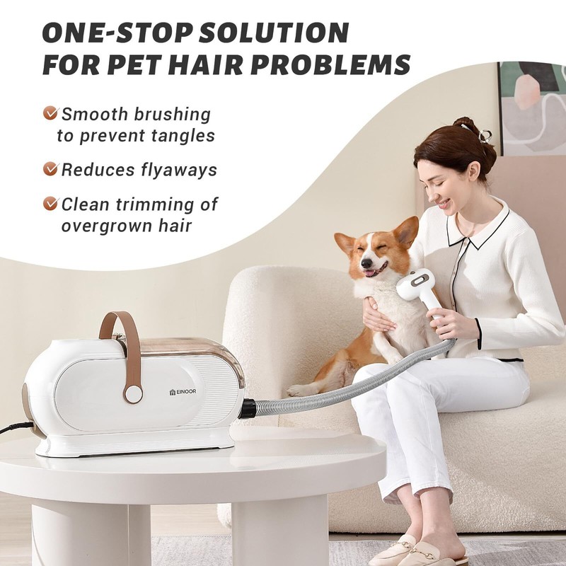 Einoor Professional Pet Grooming Vacuum Kit 3L Capacity, 7 Changeable