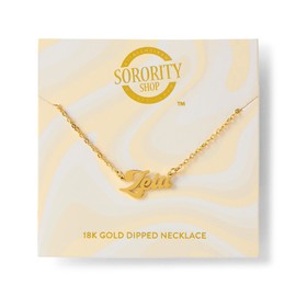 Sorority Shop Zeta Tau Alpha Necklace — Retro Font Design with 18K Gold Plating, Zeta Tau Alpha Gifts for Women