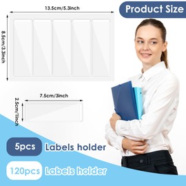 Thinp 120 Pcs Self Adhesive Pockets，Clear Label Holders Binder Labels of 1 X 3 Inch File Folder Labels Clear Adhesive Pockets Holder with Top Open for Storage Bins Notebooks Boxes Label Inserts
