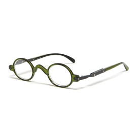 Calabria R314/R501S Vintage Metal Reading Glasses +1.75 Olive Green Men Women Designer Professor Round Single Power Readers
