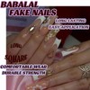 BABALAL Press on Nails Long Square Fake Nails White French