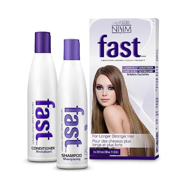 Nisim F.A.S.T. Fortified Amino Scalp Therapy Shampoo & Conditioner - Helps Improve Natural and Healthy Life Cycle of Hair - Sulfate-free and Paraben-free - Hair Care Kit for Men and Women - 10oz/300ml