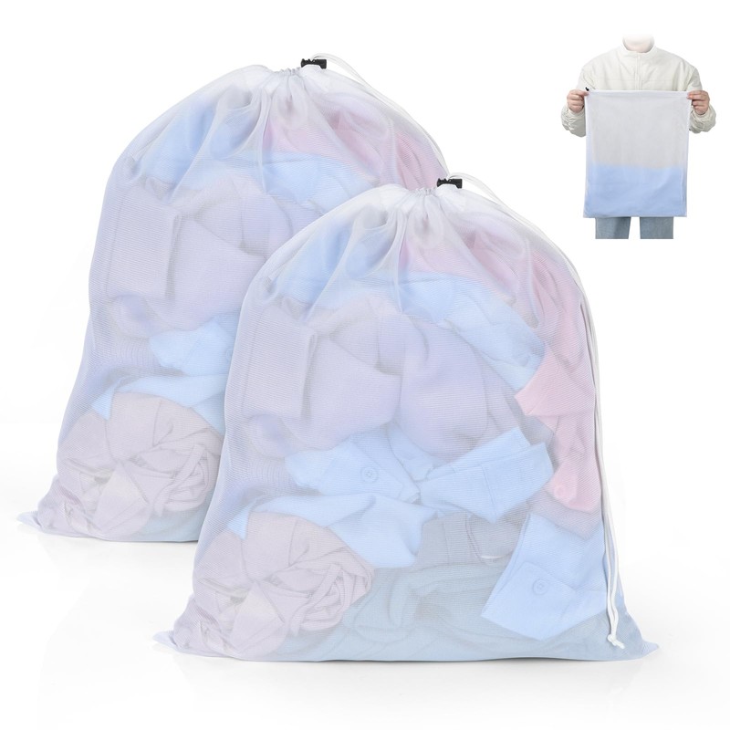 OTraki 2Pcs Mesh Laundry Wash Bag, 40x50cm Mesh Laundry Bag