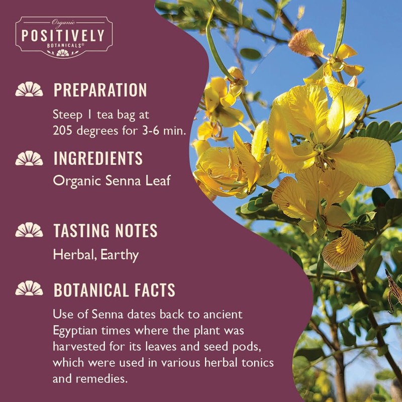 Organic Positively Botanicals Company, Senna Leaf Herbal Tea Bags, 20
