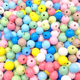 Feelairy Pack of 100 Colourful Wooden Beads, 16 mm Wooden Balls, Pastel Round Craft Beads for Threading, Wooden Beads, Mixed Colour with Hole for DIY Bracelets, Jewellery, Crafts