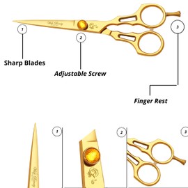 Wishbeauty 6" Hairdressing Scissors, Hair Cutting Scissor for Professional Hairdressers, Barber Stainless Steel Scissors for Hair Cutting, Sharp Hair Scissors for Women, Men, Children