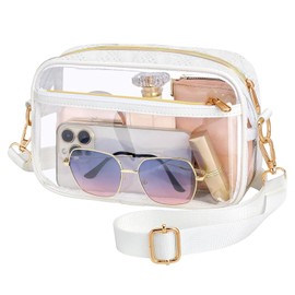 LOCCY Transparent Women's Bag, Transparent Shoulder Bag, Waterproof Crossbody Bags, Small Bags with Adjustable Shoulder Strap for Concerts, Sports Events, Travel, White