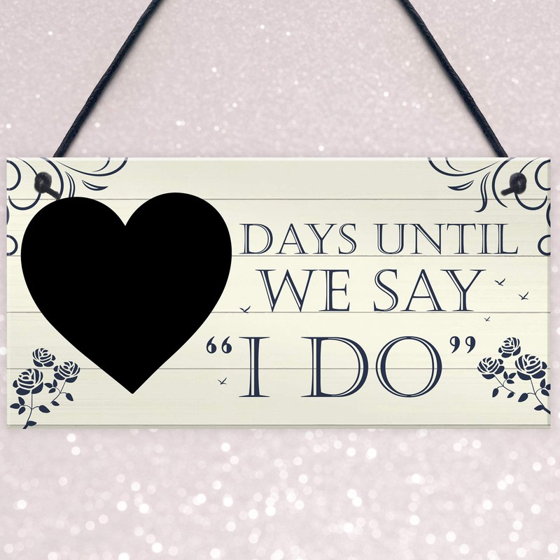RED OCEAN Wedding Countdown I DO Chalkboard Hanging Plaque Sign