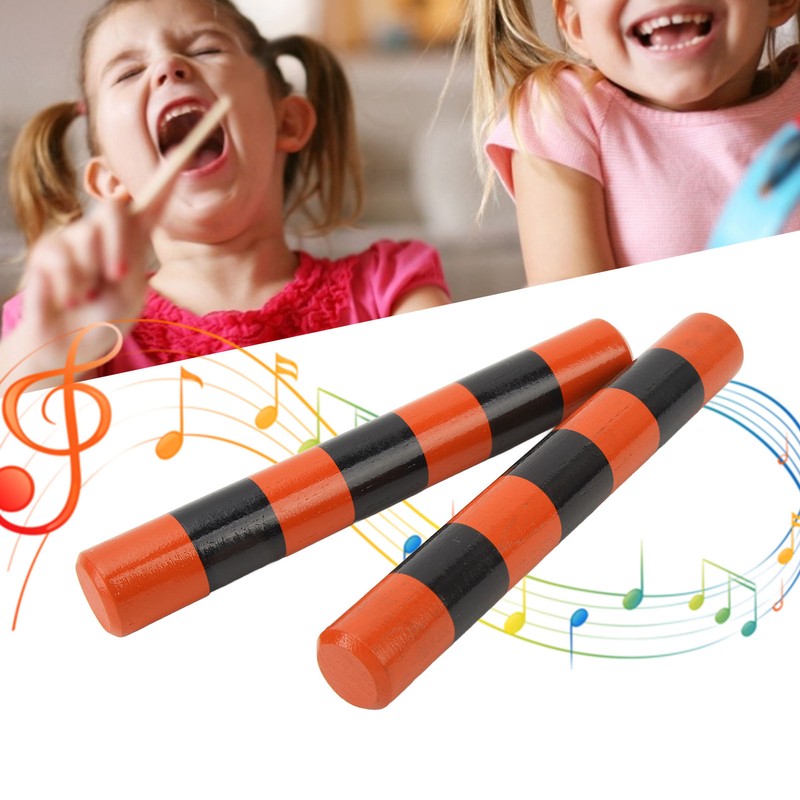 1 Pair Rhythm Sticks Wooden Case Iron Beads Sand Stick
