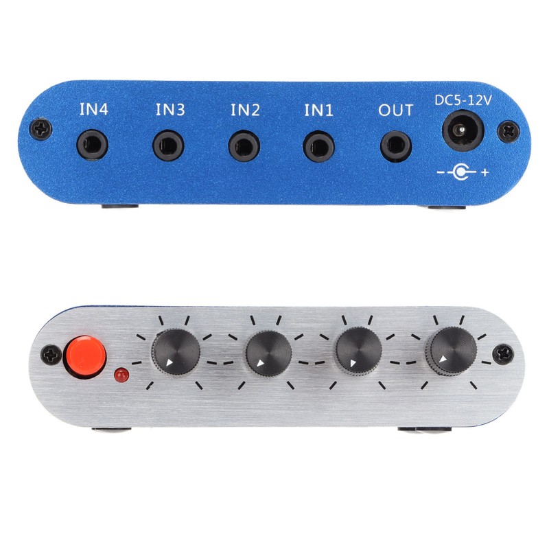 Mini Stereo Mixer 4 in 1 Out Volume Adjustment 3.5mm