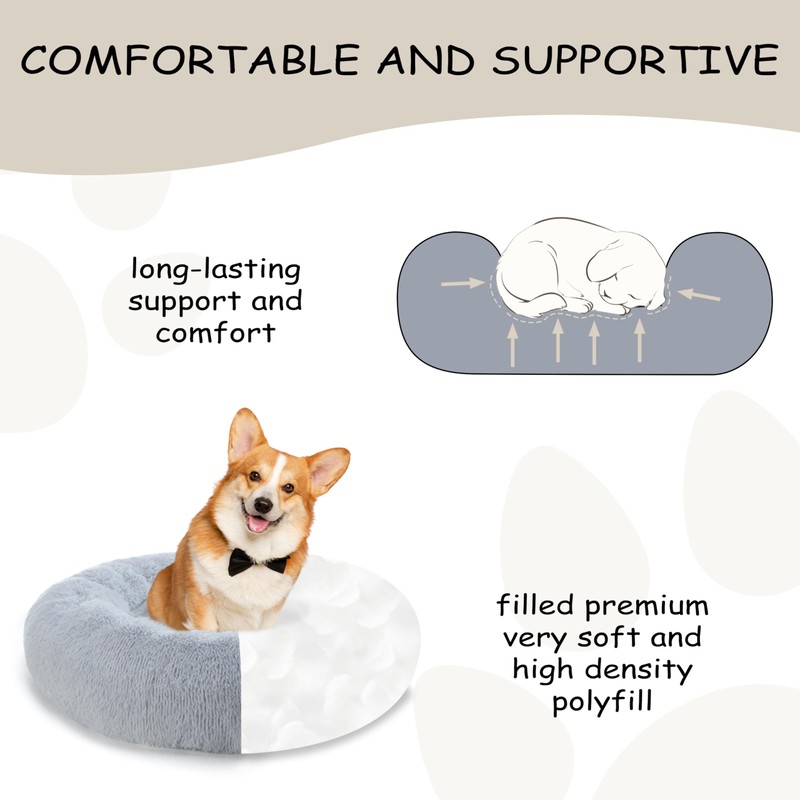 Bunlitent 39'' inch Calming Dog Bed, Plush Anti-Anxiety Donut Dog