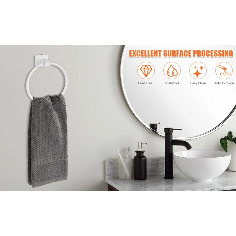 YUET Wall Mounted Towel Ring Rail Bar Bath Holder Hanger
