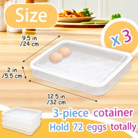 Cmaqpw 3 Pack Portable Deviled Egg Tray Carrier with Lid,Portable Egg Storage Container with Lid for 72 Eggs,Egg Holder for Refrigerator Egg Organizer,Easter Thanksgiving Party Home Kitchen Supplies