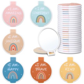 Geetery 24 Pcs Inspirational Compact Mirror Bulk Gifts Round Folding Boho Mini Pocket Mirror for Women Portable Pocket Small Makeup Bulk for Travel Daily Use