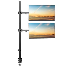 WALI Dual Vertically Stacked Monitor Desk Mount, Extra Tall Adjustable Stand for 2 Ultrawides up to 32 inches, Fully Adjustable Extended Arms Fits Two Screens up to 32 inch 22 lbs (M12XXL), Black